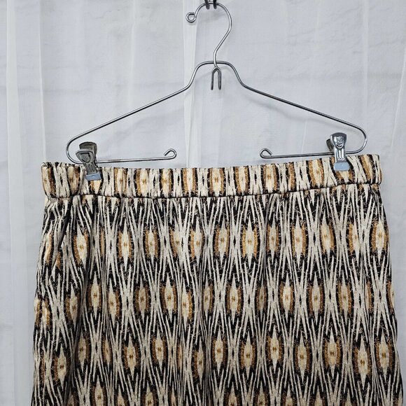 Vintage Chico's Brown Tan Tribal Boho Skirt Retro A-Line 2 (L) - Picture 2 of 10